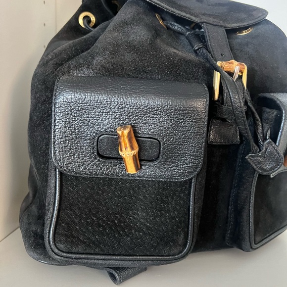 🔥🔥 GUCCI suede and leather bamboo backpack - Picture 4 of 9